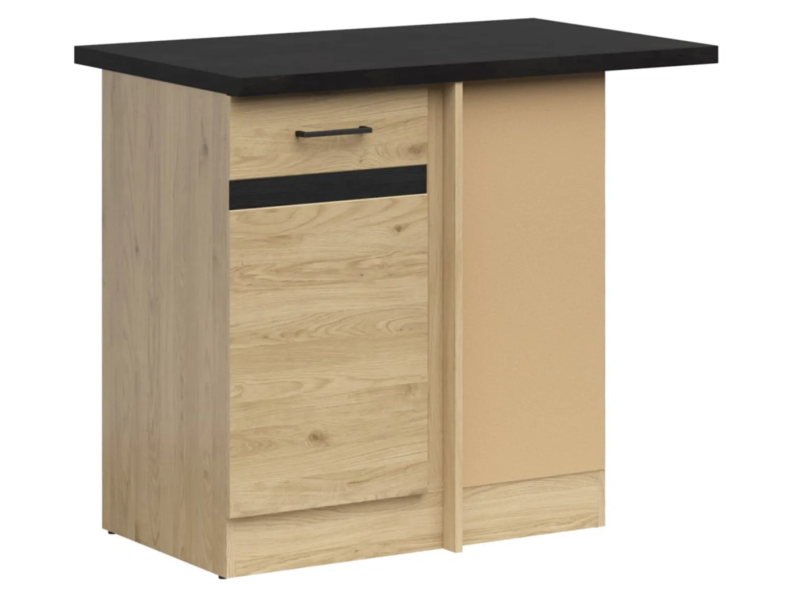Szafka kuchenna dolna narożna Junona Line prawa dąb bernstein z blatem zabudowuje naroże 100x60 cm