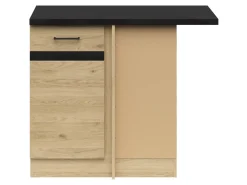 Szafka kuchenna dolna narożna Junona Line prawa dąb bernstein z blatem zabudowuje naroże 100x60 cm