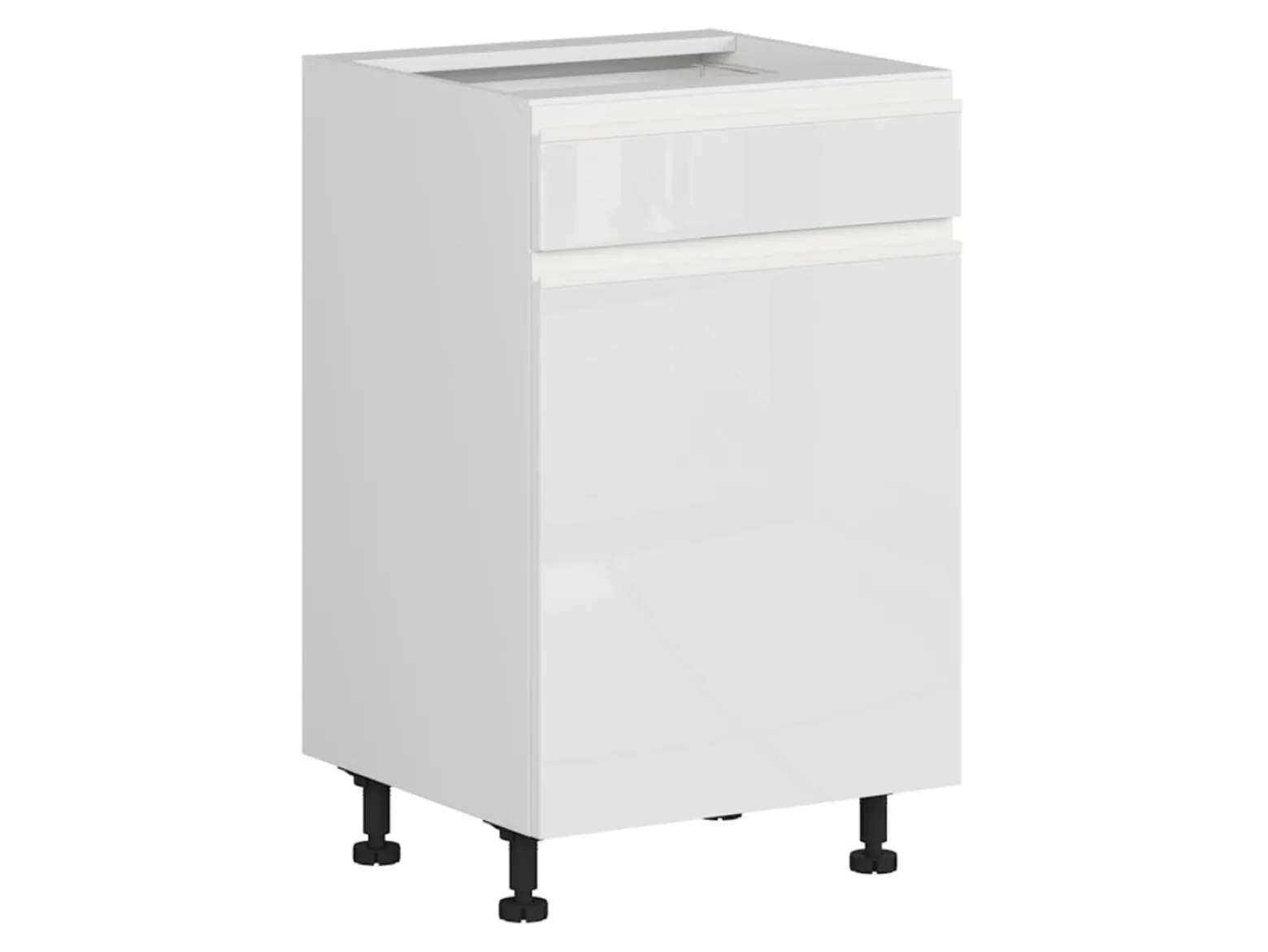Szafka kuchenna dolna Sole 50 cm lewa z szufladami cichy domyk biały połysk
