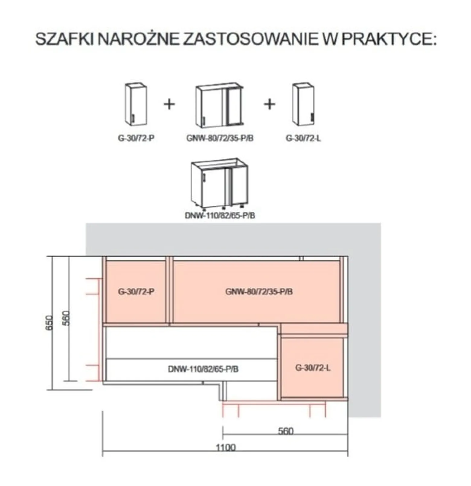 Szafka kuchenna górna Sole L6 narożna prawa dąb halifax natura zabudowuje naroże 80x95cm