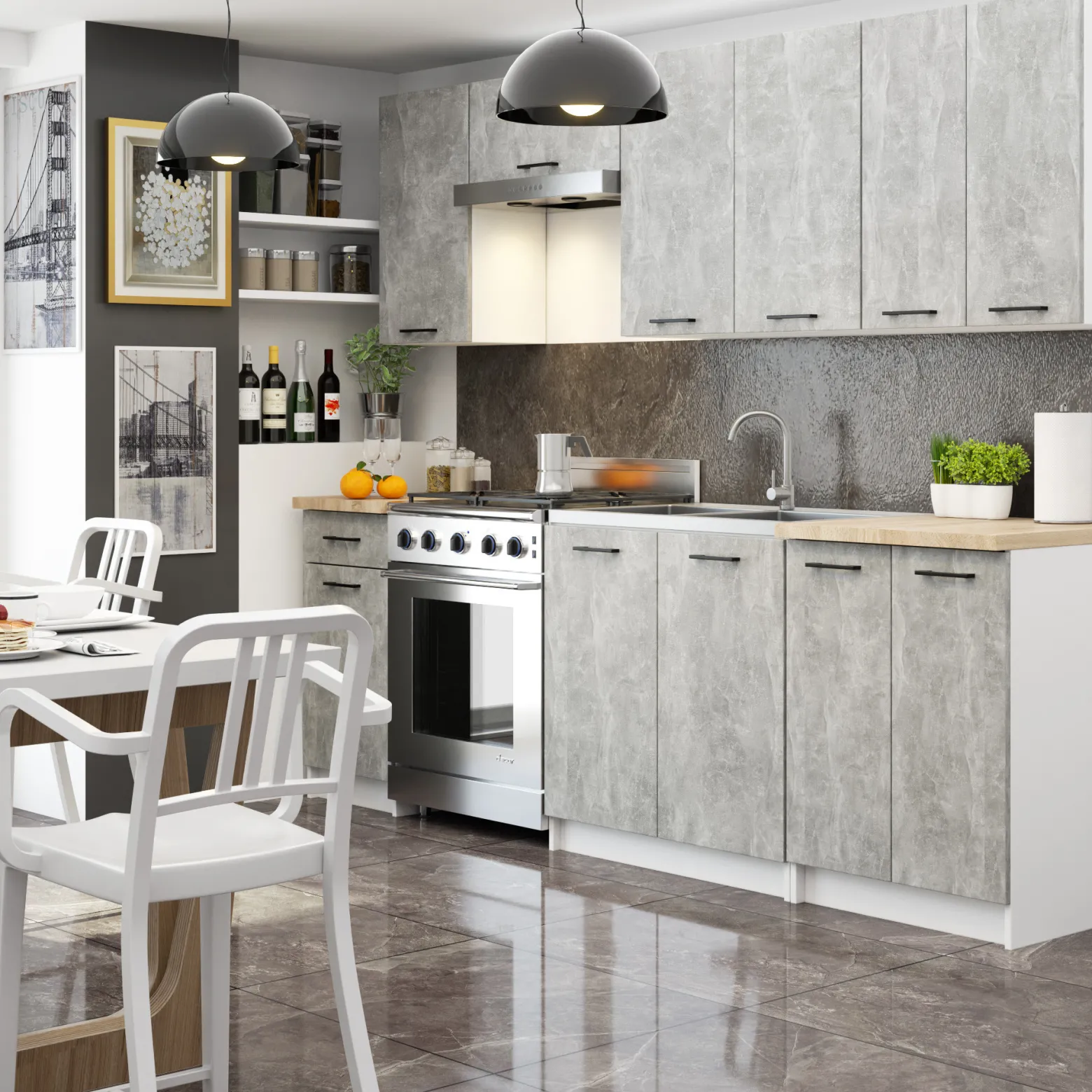 Szafka kuchenna OLIWIA W60 H720 Biała, Beton 60x30x72 cm