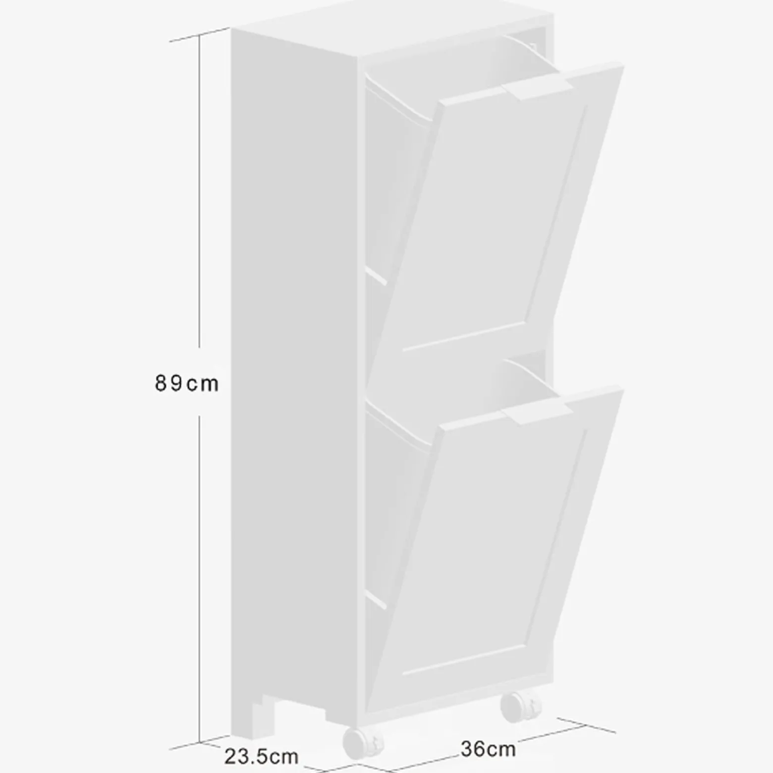 Szafka kuchenna segregacja śmieci 94x36x24 cm MDF biała na kółkach