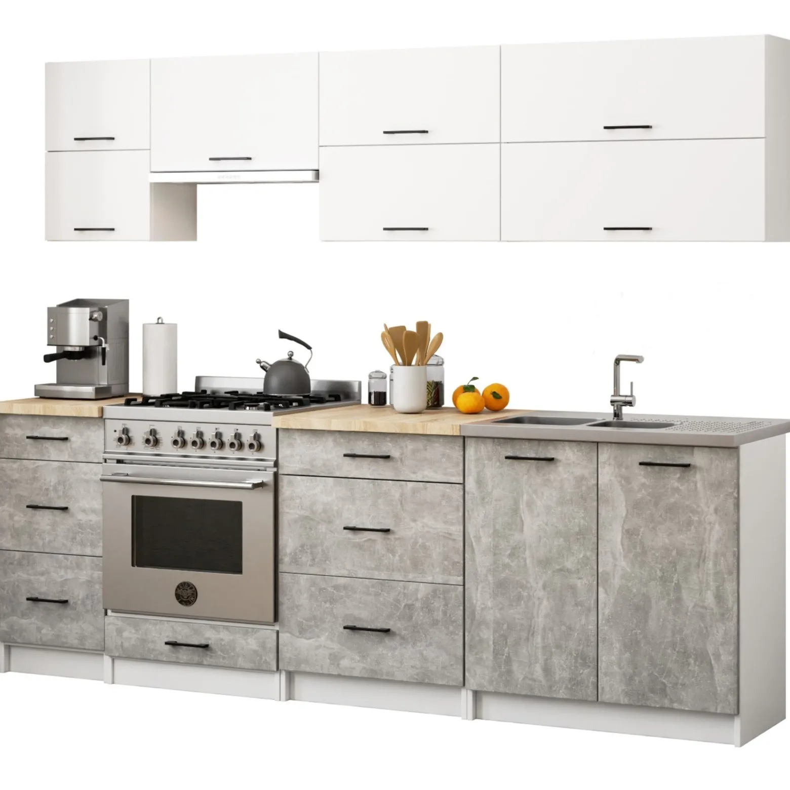Szafka kuchenna S60 OLIWIA Biała, Beton 60x55x82 cm