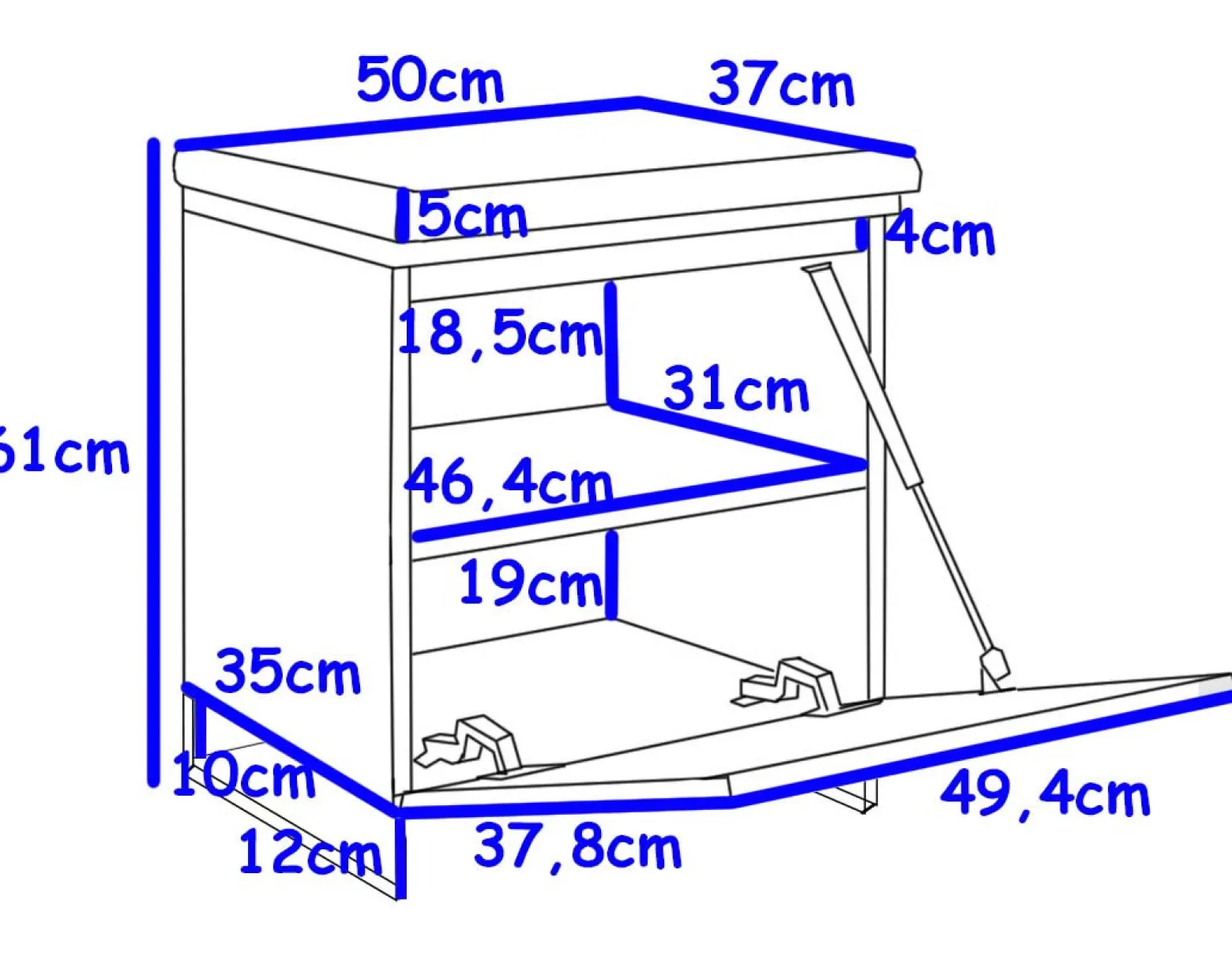 Szafka Megan 1P Biały/Szary 50X37X61 Cm