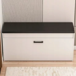 Szafka na buty biała z siedziskiem schowkiem duża 2 półki otwierana 100 cm