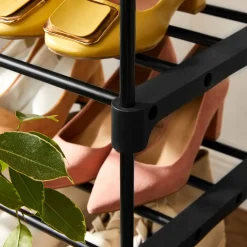 Szafka na Buty Czarna Regał Modułowy Metalowy Stojak do Przedpokoju 5 Półek