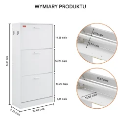 Szafka na buty otwierana uchylna komoda biała pojemna 60 cm