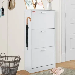 Szafka na buty otwierana uchylna komoda biała pojemna 60 cm