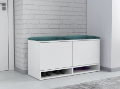 Szafka na buty z siedziskiem biała KANSAS z półką siedzisko