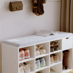 Szafka na buty z siedziskiem loft biała ławka przedpokój nowoczesna
