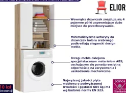 Szafka nad pralkę dąb sonoma + biały - Xytica