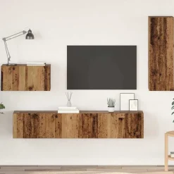 Szafka na Telewizor na Ścianę 4 pcs Stare drewno