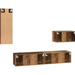 Szafka na Telewizor na Ścianę 4 pcs Stare drewno