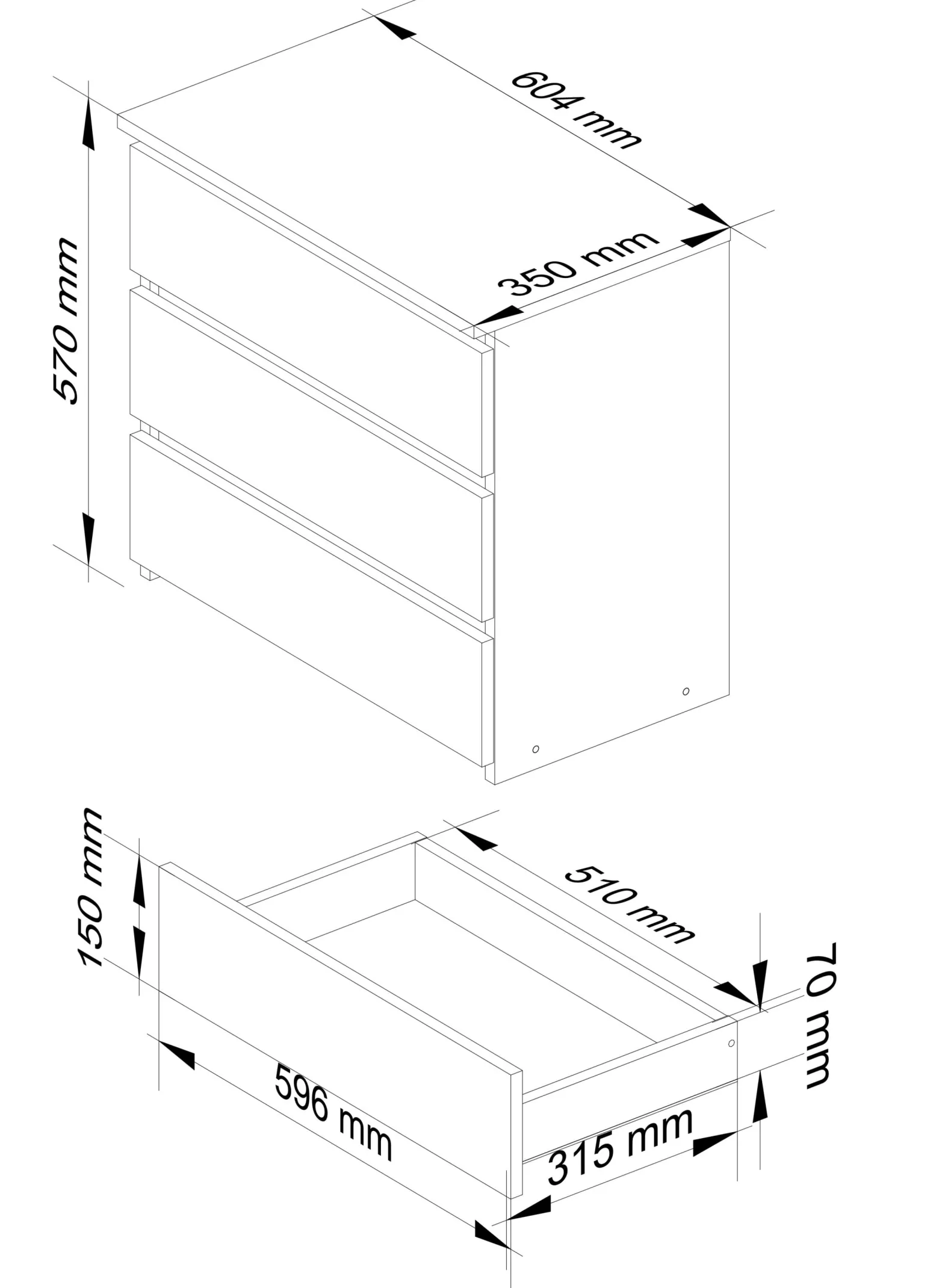 Szafka nocna AKORD CL3 Biała 60 cm Biały mat 60x35x57 cm