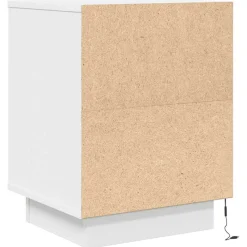 Szafka Nocna Biała Komoda Stolik Półka Nocna Do Sypialni LED 38x34x50 cm