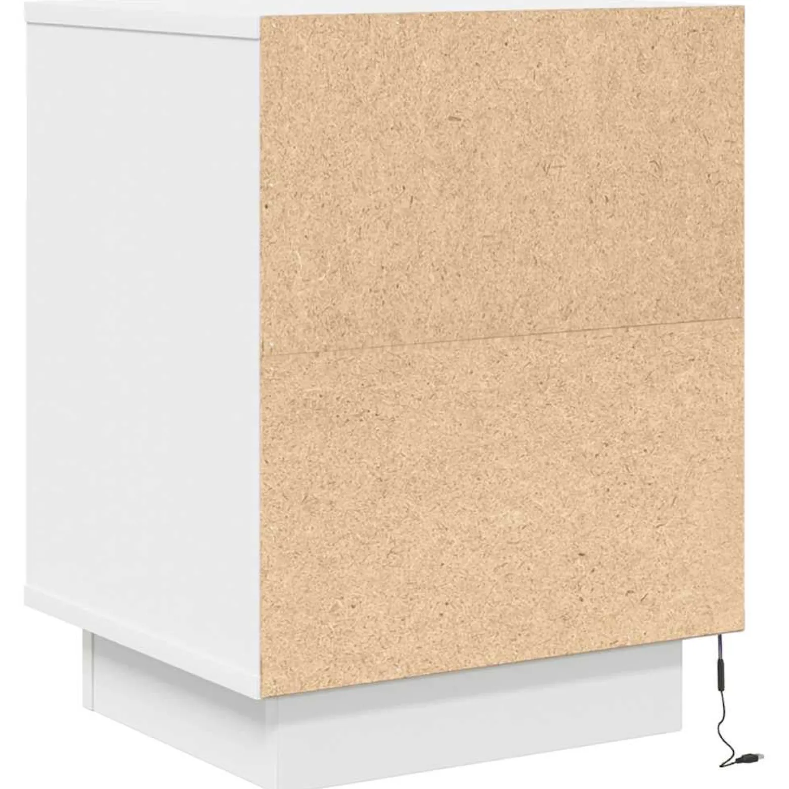 Szafka Nocna Biała Komoda Stolik Półka Nocna Do Sypialni LED 38x34x50 cm