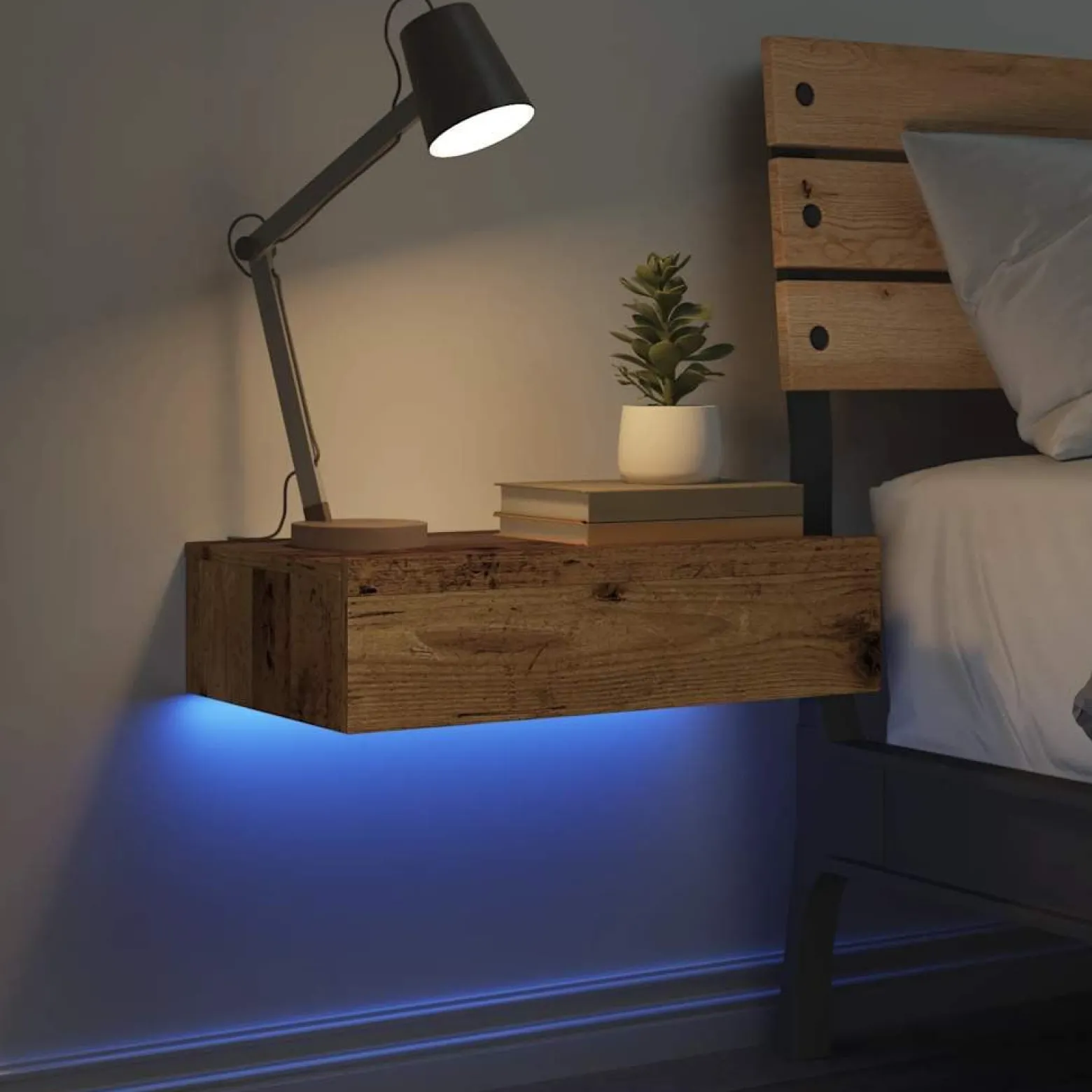 Szafka Nocna Brąz Komoda Stolik Półka Nocna Do Sypialni 60x35 cm