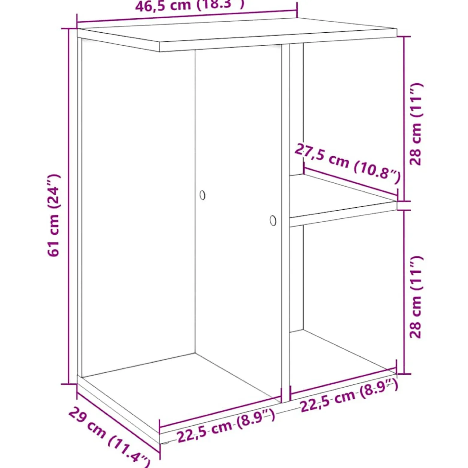 Szafka Nocna Brąz Komoda Stolik Półka Nocna Do Sypialni 46.5x29x61 cm