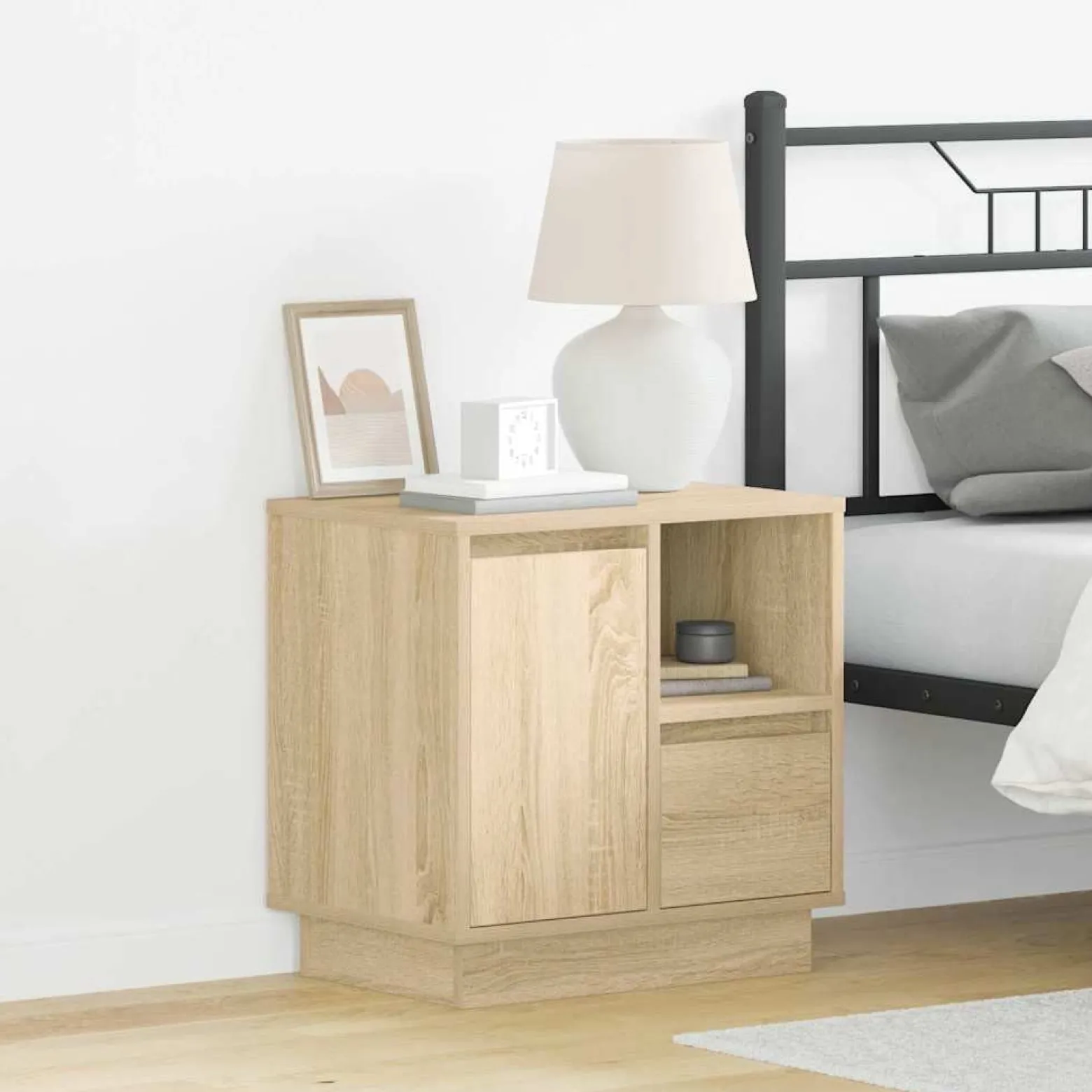 Szafka Nocna Brąz Komoda Stolik Półka Nocna Do Sypialni 50 x 34.5 x 50 cm