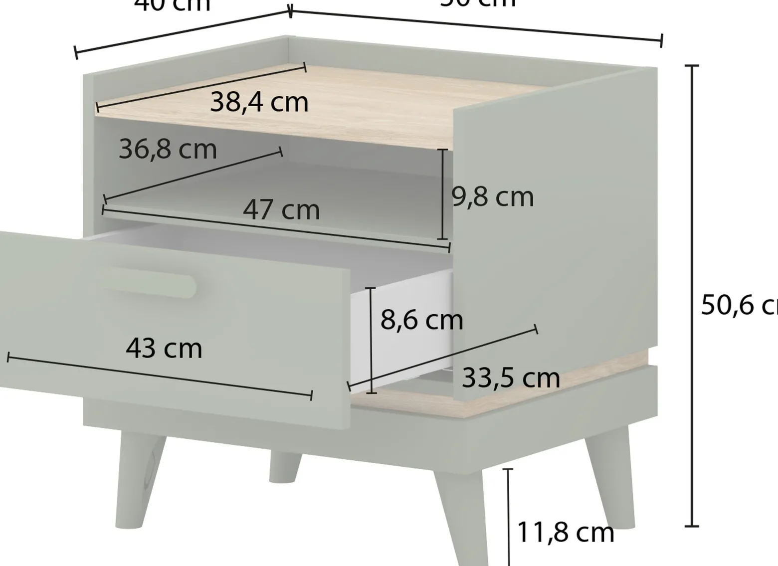 Szafka nocna 50 cm z szufladą SCANDI