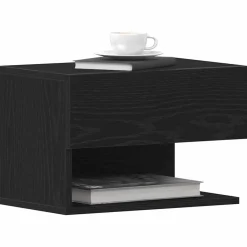 Szafka Nocna Czarna Komoda Stolik Półka Nocna Do Sypialni 46 x 29.5 x 30 cm