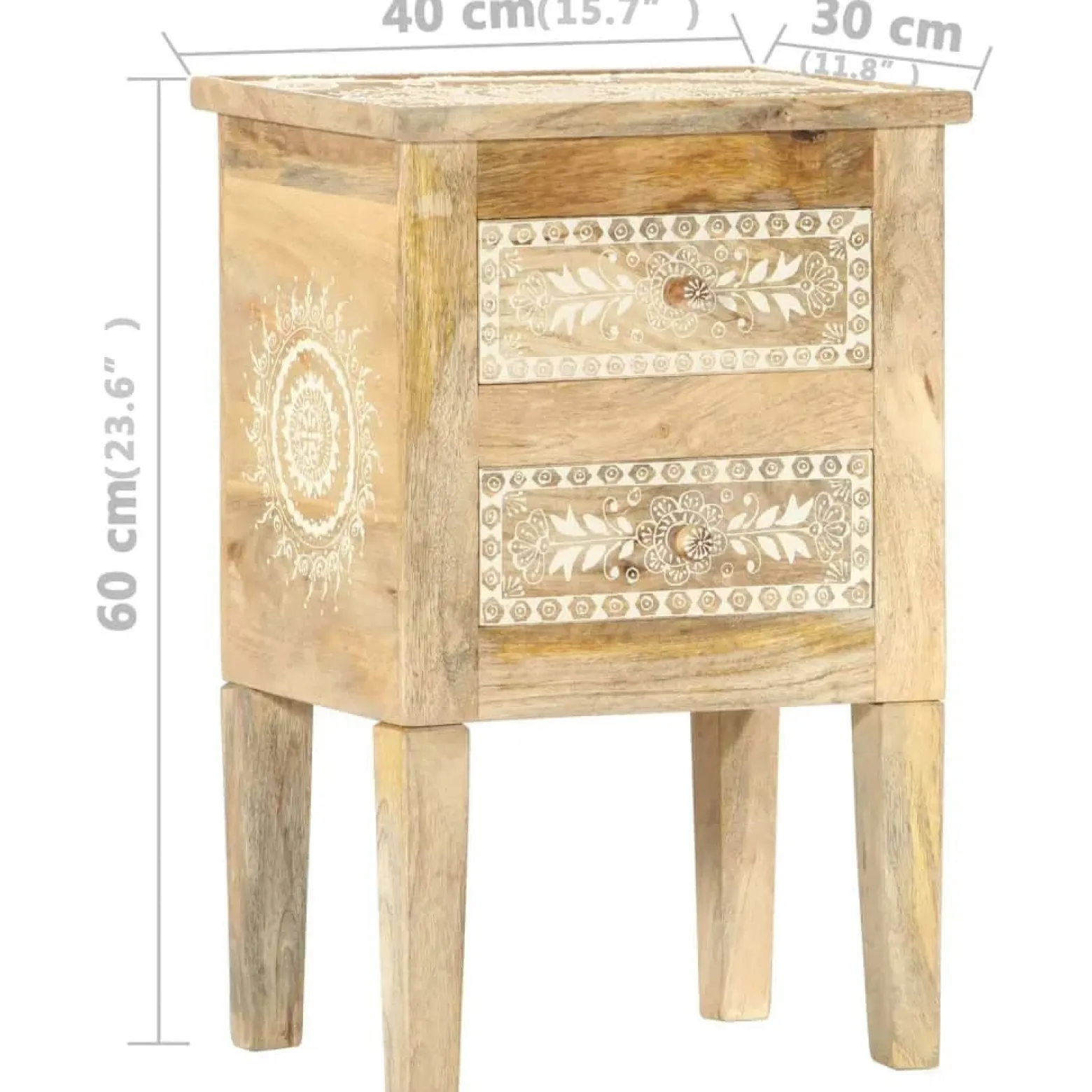 Szafka Nocna Drewniana Komoda Stolik Nocny Do Sypialni 40x30x60 cm