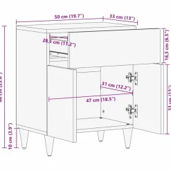 Szafka Nocna Drewniana Komoda Stolik Półka Nocna Do Sypialni 50 x 33 x 60 c
