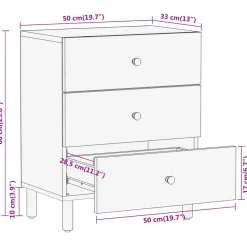 Szafka Nocna Drewniana Komoda Stolik Nocny Do Sypialni 50x33x60 cm