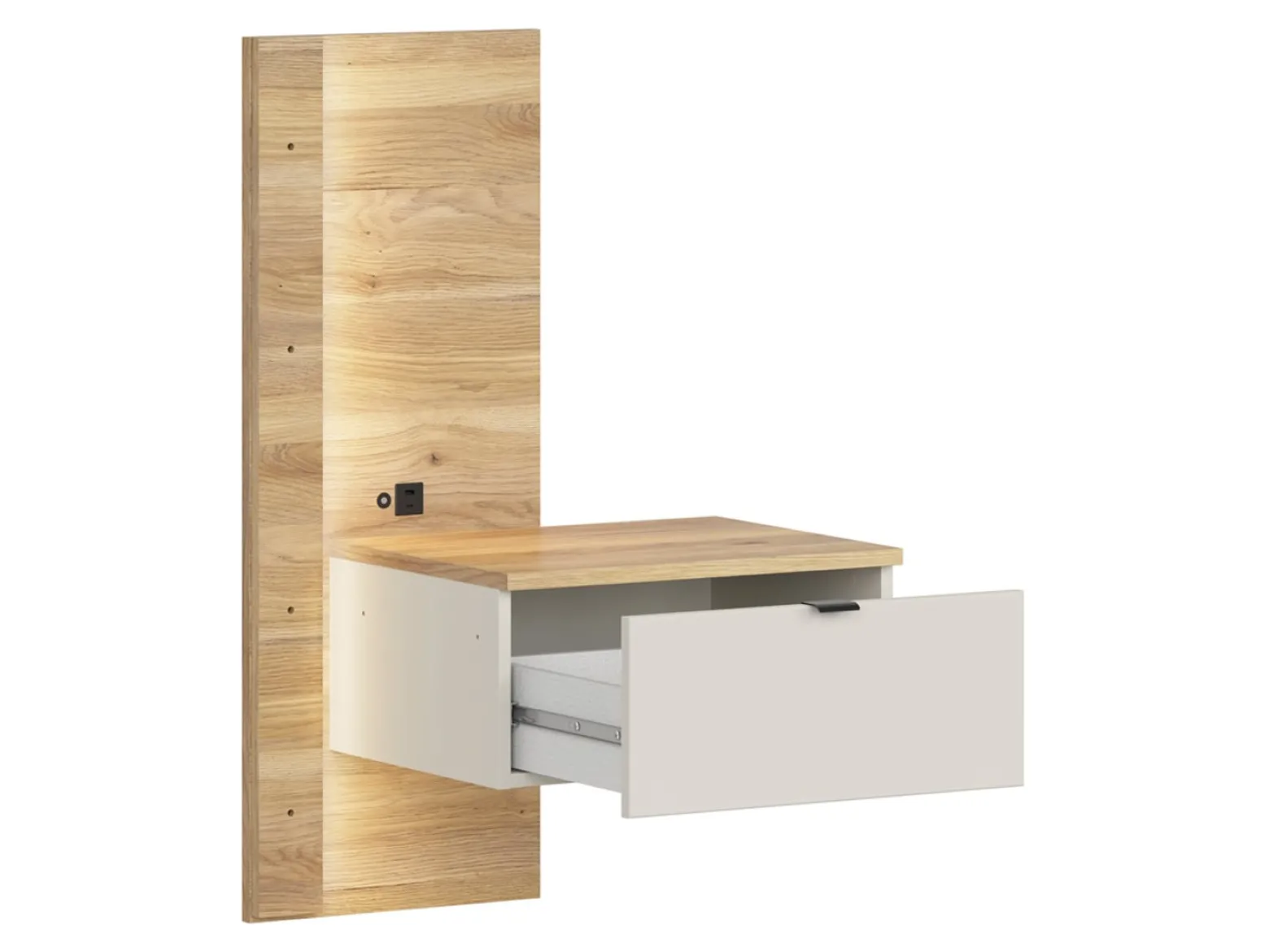 Szafka nocna Glamour 50 prawa z szufladą kaszmir/dąb mauvella USB LED