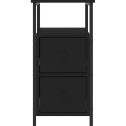 Szafka Nocna Stolik Czarna z Regulowanymi Nóżkami Do Sypialni 30x60x60 cm