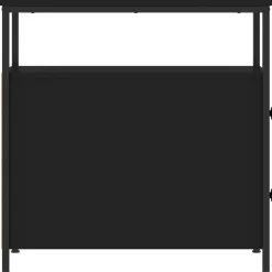 Szafka Nocna Stolik Czarna z Regulowanymi Nóżkami Do Sypialni 30x60x60 cm