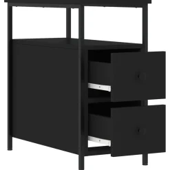 Szafka Nocna Stolik Czarna z Regulowanymi Nóżkami Do Sypialni 30x60x60 cm