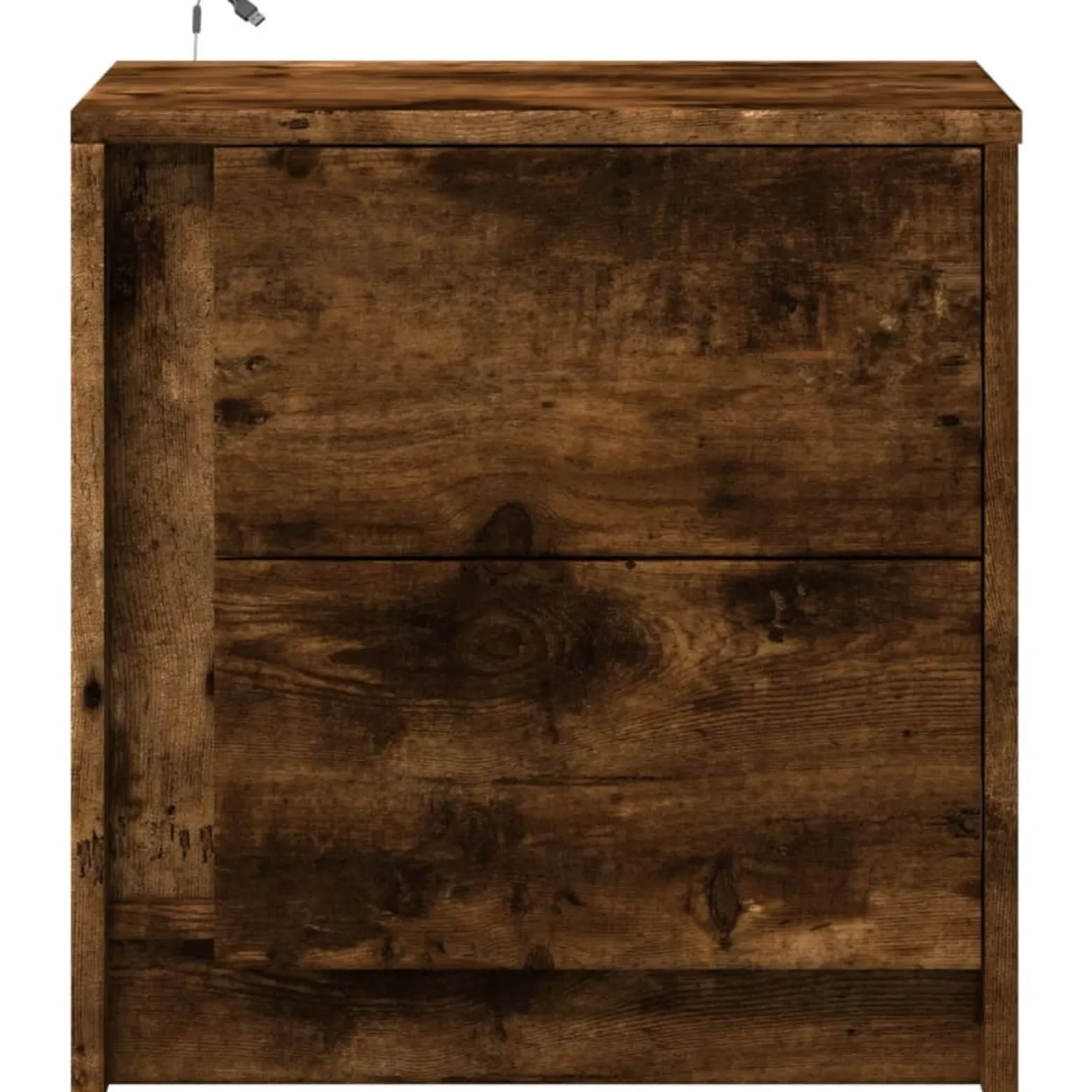 Szafka Nocna Stolik Komoda Brązowa z Szufladą z LED Do Sypialni 43x34x45 cm