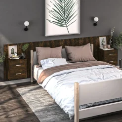 Szafka Nocna Stolik Komoda Brązowa Wisząca Do Sypialni 48,5x32,5x80 cm