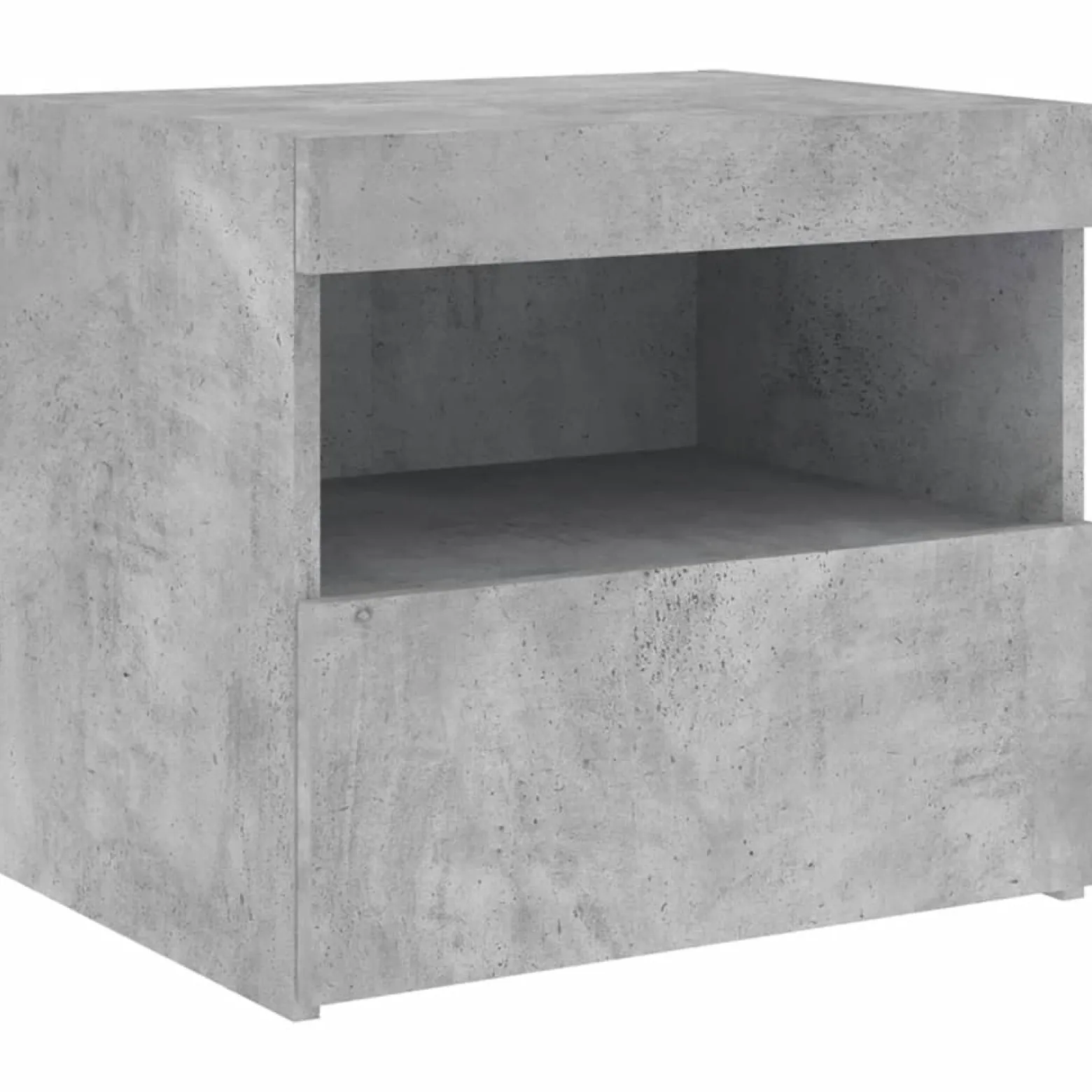 Szafka Nocna Stolik Komoda Szara z LED Do Sypialni 50x40x45 cm