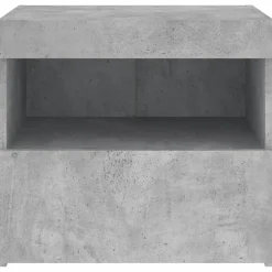 Szafka Nocna Stolik Komoda Szara z LED Do Sypialni 50x40x45 cm