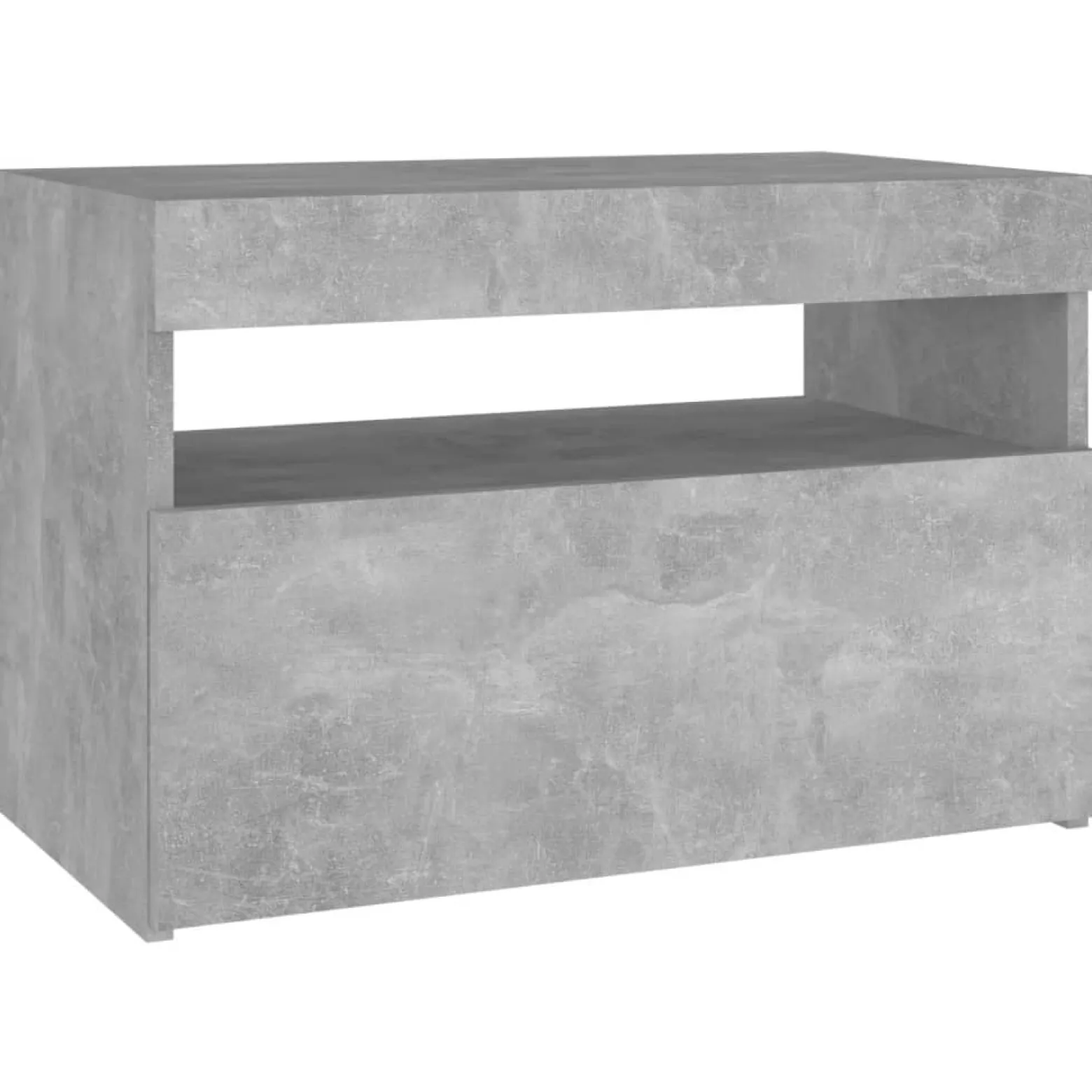 Szafka Nocna Stolik Komoda Szara z LED Do Sypialni 60x35x40 cm
