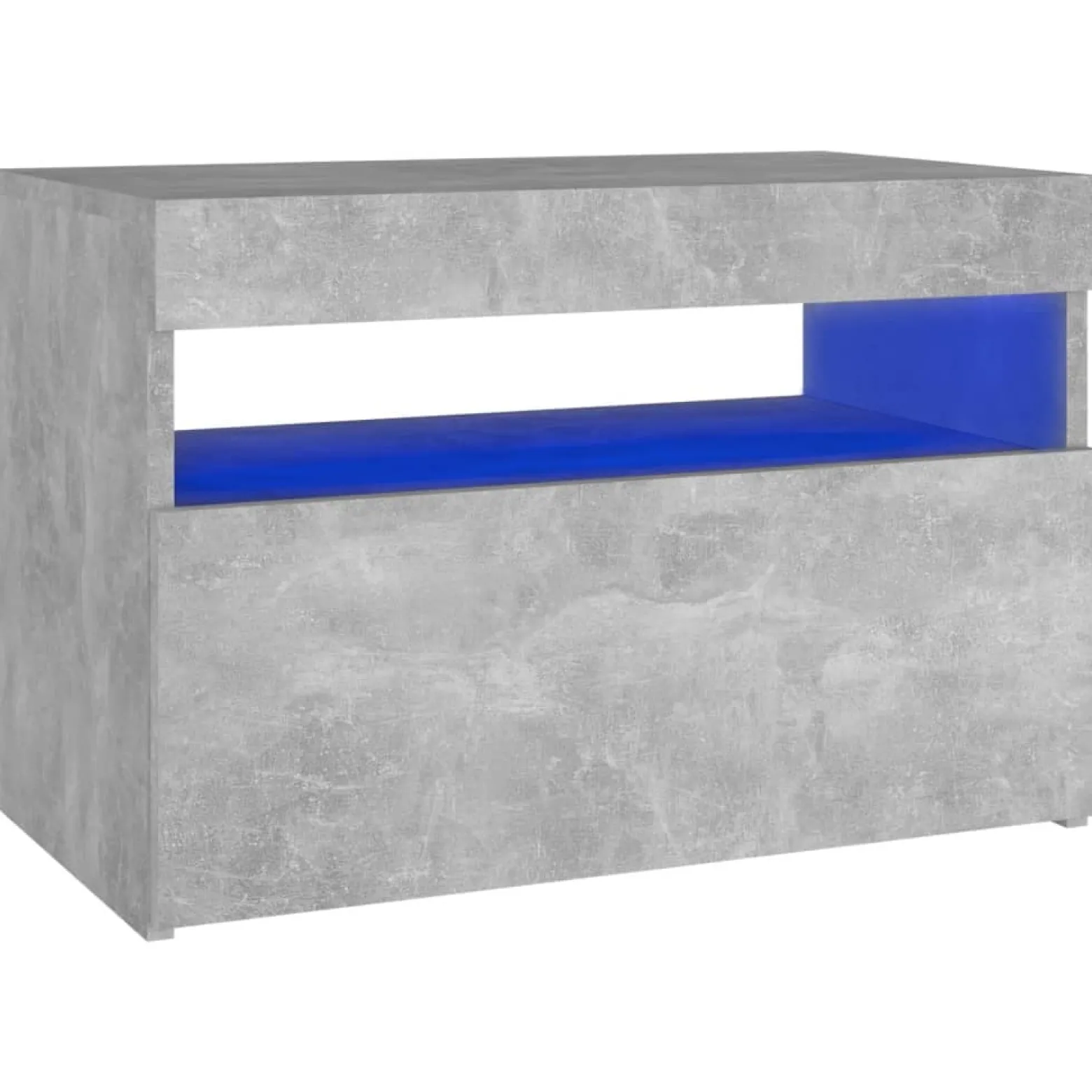 Szafka Nocna Stolik Komoda Szara z LED Do Sypialni 60x35x40 cm