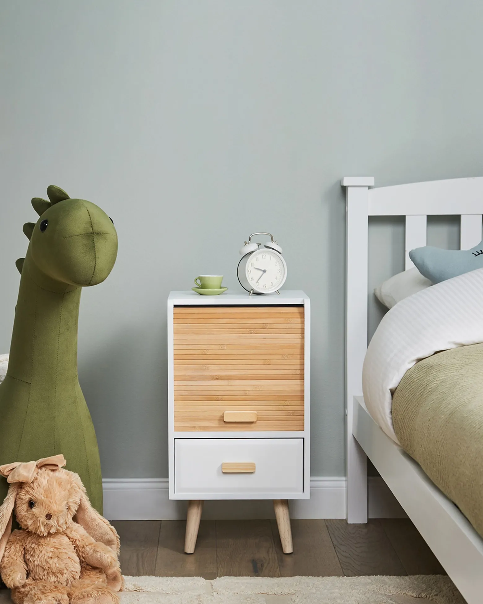 Szafka nocna stolik z 1 szufladą dla dziecka biała drewno