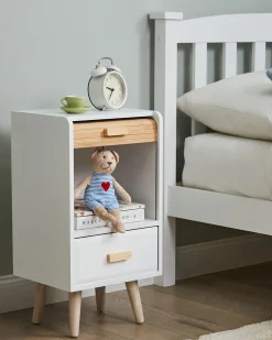 Szafka nocna stolik z 1 szufladą dla dziecka biała drewno