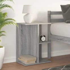 Szafka Nocna Szara Komoda Stolik Półka Nocna Do Sypialni 46.5x29x61 cm