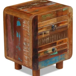 Szafka Nocna z Drewna z Odzysku Komoda Stolik Do Sypialni 43x33x51 cm