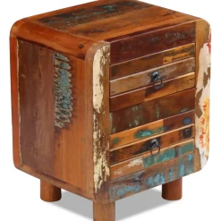 Szafka Nocna z Drewna z Odzysku Komoda Stolik Do Sypialni 43x33x51 cm