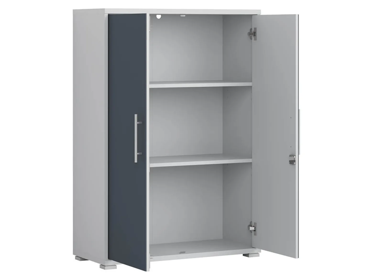 Szafka Office Lux 79 cm dwudrzwiowa na klucz jasny szary/grafit szkło