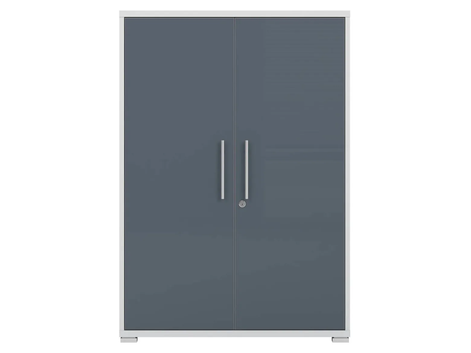 Szafka Office Lux 79 cm dwudrzwiowa na klucz jasny szary/grafit szkło