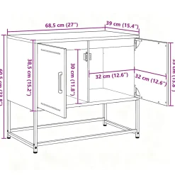Szafka Pod Telewizor Biała Półka Szafka RTV Stalowa 68.5x39x60.5 cm