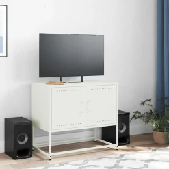 Szafka Pod Telewizor Biała Półka Szafka RTV Stalowa 68.5x39x60.5 cm