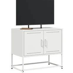 Szafka Pod Telewizor Biała Półka Szafka RTV Stalowa 68.5x39x60.5 cm