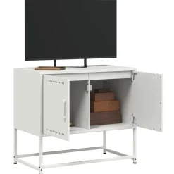 Szafka Pod Telewizor Biała Półka Szafka RTV Stalowa 68.5x39x60.5 cm