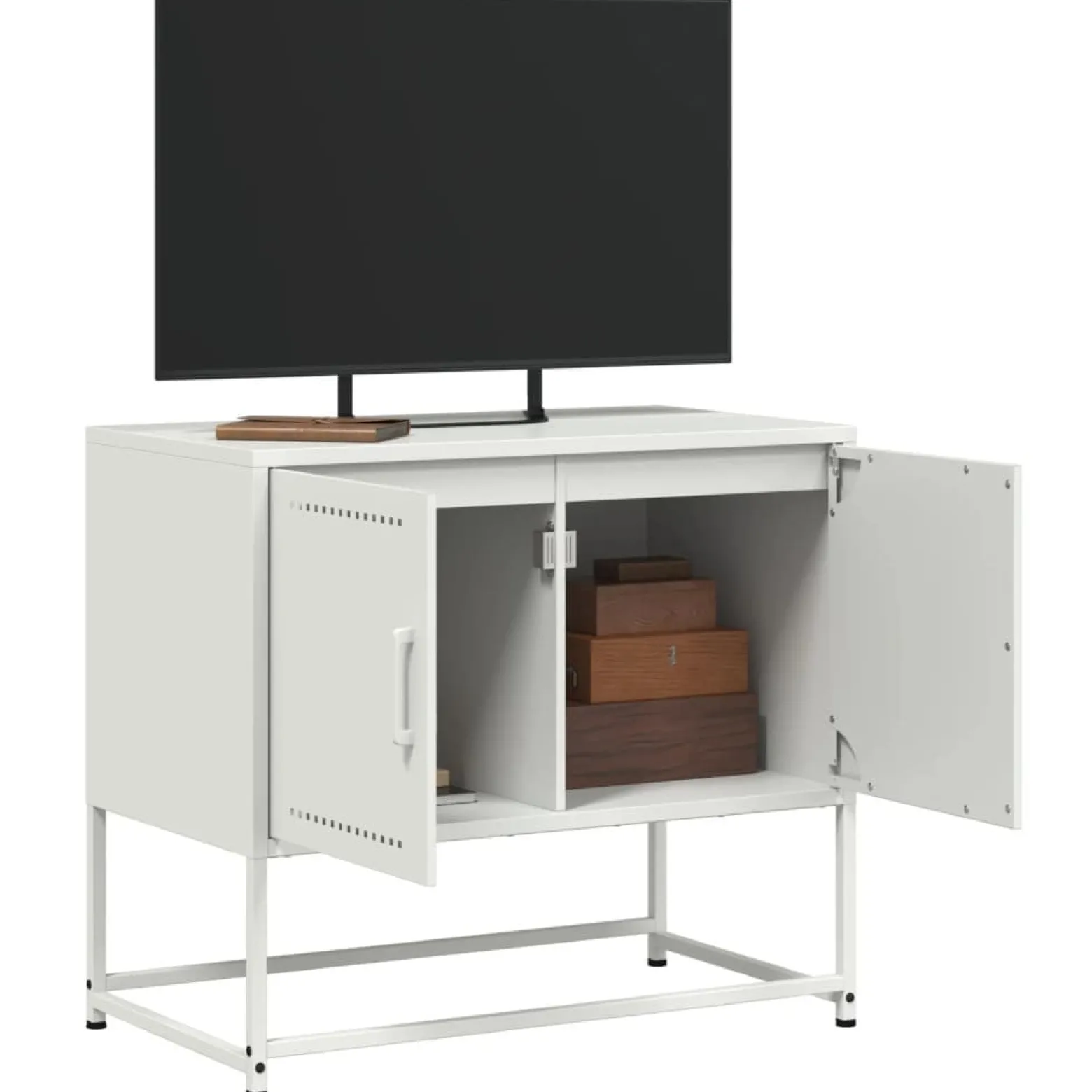 Szafka Pod Telewizor Biała Półka Szafka RTV Stalowa 68.5x39x60.5 cm